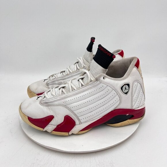 Nike Air Jordan Retro 14 Men Size 12 311832 101 White Red Candy Cane Shoes - Picture 1 of 11